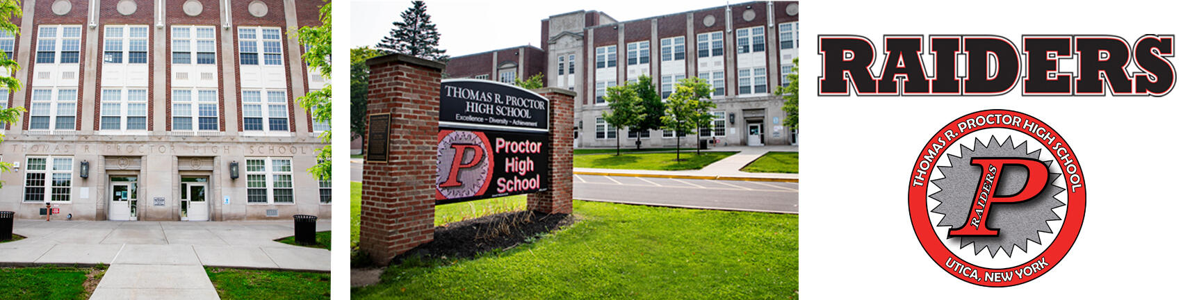 Колаж із зображенням будівлі школи та логотипу